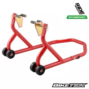 Motorcycle Front Paddock Stand With Under-Fork Cup Adaptors Genuine BikeTek - Picture 1 of 3