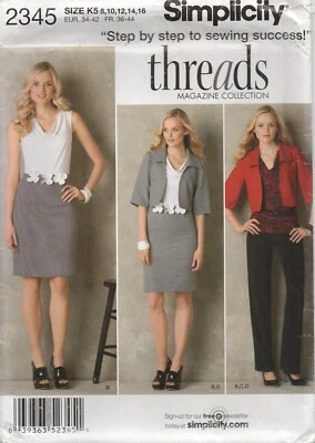 Simplicity Sewing Pattern 2345 Jacket Dress Trousers Top & Belt Size 8 - 16 New - Image 1 of 4