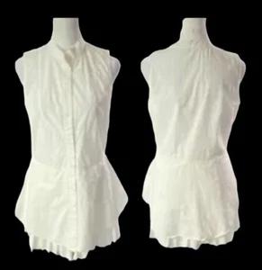 DEREK LAM 10 Crosby Shirt Dress Size 4 White Pleated Hem Button Front 40-6 - Picture 1 of 20