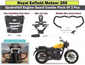 Paquete combinado de 3 piezas de protector de motor Quatrefoil apto para "Royal Enfield Meteor 350" - Imagen 1 de 13