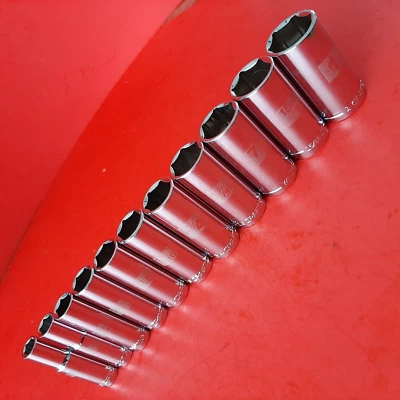 NEW CRAFTSMAN Easy Read 11 Piece 3/8" Drive DEEP 6 Point SAE Socket Set 3/8-1" - Image 1 of 4