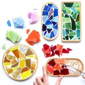200g Translucide Mosaïque Tuiles en Vrac Verre Teinté Formes pour DIY Arts Décor - Afbeelding 1 van 16
