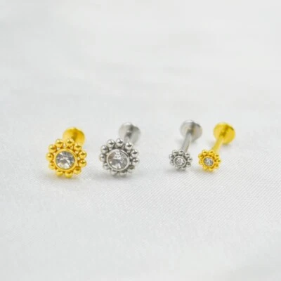 Piercing 50 peças flores labret lábio queixo anel monroe orelha hélice barras tragus 16g - Imagem 1 de 4