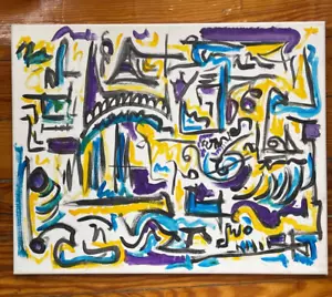 Quadro su tela 20x16 astratto viola blu Renault arte contemporanea esterna - Foto 1 di 4