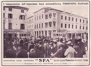 ADVERTISEMENT 1912 OMNIBUS SPA INAUGURATION LINE PORDENONE MANIAGO PIAZZA - Picture 1 of 1