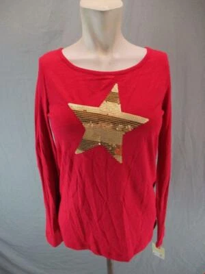 NWT Cherokee Size XL(14-16) Girls Red Cotton Sequins Long Sleeve T-Shirt 6G047 - Image 1 of 4
