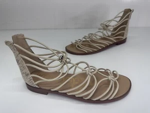 Sam Edelman EMI Damen-Sandalen Gladiator flach hellbraun Leder Tier Riemchen Größe 6,5 M - Bild 1 von 5