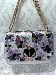 Kate Spade Leather Twist Lock Nicola Crossbody Bag - Metallic Silver & Gold - Picture 1 of 11