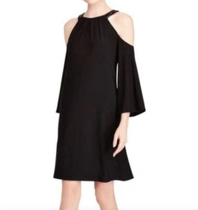 Vestido Ralph Lauren Pensamiento Línea A Hombro Frío Lentejuelas Halter Talla 4 Negro Fiesta - Imagen 1 de 11