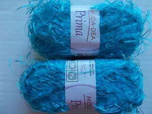 Moda Dea Prima fashion yarn, Turquoise, lot of 2 (72 yds each) - Picture 1 of 3