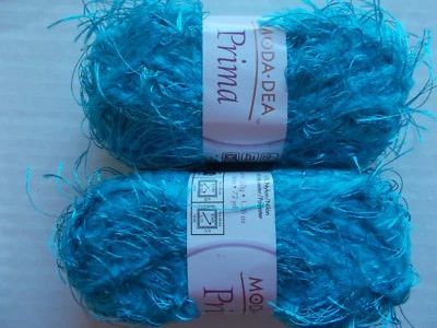 Moda Dea Prima fashion yarn, Turquoise, lot of 2 (72 yds each) - Image 1 of 3