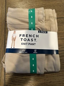 French Toast Girls SKINNY Knit Pants Uniform Adjustable waist 2 Pack(KHAKI 8)NWT - Picture 1 of 3