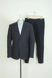 -Mens Emporio Armani Wool Button Navy Blue Jacket Blazer Suit Size 52 - Picture 1 of 16