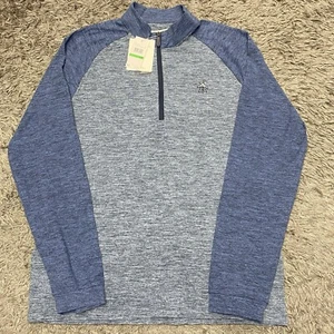Penguin Sweater Mens L Black Iris Bijou Hthr Blue 1/4 Zip Pullover Golf Fleece - Picture 1 of 24