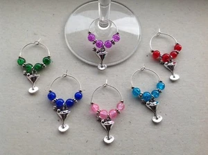 Handmade Set of 6, 8 or 10 Cocktail Wine Glass Charms, Birthday, Hen party. - Picture 1 of 5