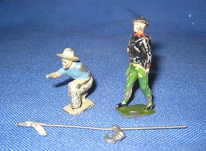 RARE VINTAGE ANTIQUE AMERICAN COWBOY JOHILLCO BRITTAINS TOY LEAD SOLDIERS - Picture 1 of 5