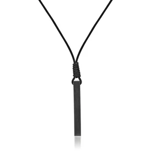 Rectangular Prism Pendant Necklace for Men in Stainless Steel with Black Ion ... - Picture 1 of 7