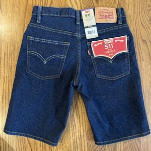 LEVIS 511 BOYS SLIM STRETCH SHORT SZ 10 REG 25W Dark Wash NEW WITH TAG - Picture 1 of 3