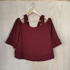 Whistles Anais Off The Shoulder Blouse Top Size Uk 12 Burgundy Red - Picture 1 of 12