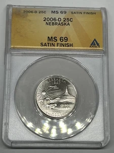 2006 D 25C Denver Statehood Quarter - Nebraska - ANACS MS69 Satin Finish - Picture 1 of 4