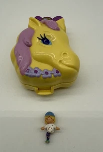 Vintage Bluebird Polly Pocket 1994 Pony Ridin Pferdekopf kompakt mit Figur - Bild 1 von 6