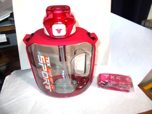 TKK Half Gallon Water Sport-Bottle/Jug with Straw Large Capacity 64oz/2000ml RED - Picture 1 of 14