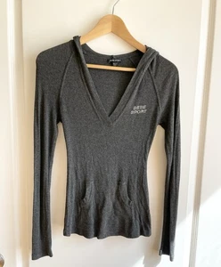 Vintage Bebe Sport  Y2K Ribbed Hoodie Rhinestone Spellout Logo  Size Small   - Picture 1 of 7