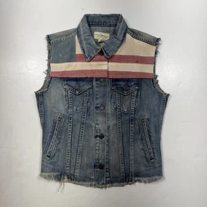 Ralph Lauren Denim & Supply American Flag Distressed Denim Vest Women's XS USA - Picture 1 of 9