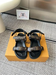 Louis Vuitton Sandals Women’s US 7 – Monogram Canvas Strap Flat Sandals – Brown - Picture 1 of 9