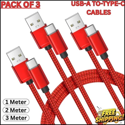 USB A to Type C Fast Charger Cable 3A For Samsung Mobile Phone Lead USB C Cable - Image 1 of 4