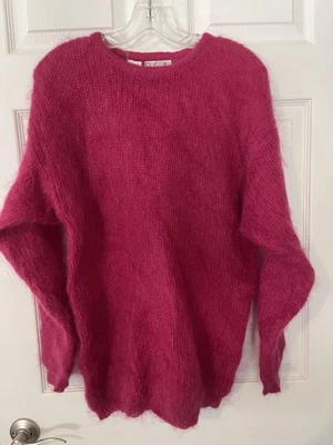 Rafaella Vintage Mohair Wool Sweater Size M Fuchsia Soft Fuzzy Knit Pullover - Image 1 of 4