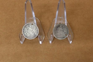 1877 & 1842 Seated Liberty Half Dollars, With Holes - Bild 1 von 5