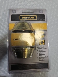 Defiant Cylinder Deadbolt Door Lock with 2 Keys 154725 Polished Brass NEW - Picture 1 of 2