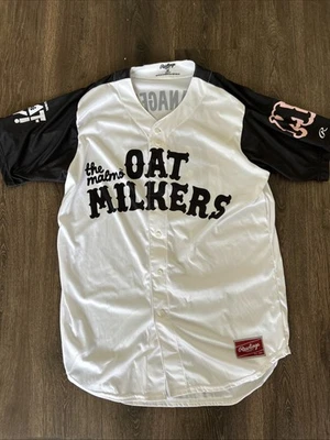 Camiseta deportiva de béisbol de ligas menores Rawlings Malmo Oat Milkers talla 46 “Gerente” Foto 1 de 4