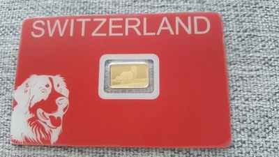 Goldbarren 1g Pamp Swiss Bernese Mountain Dog Berner Sennenhund 1 Gramm - Bild 1 von 2