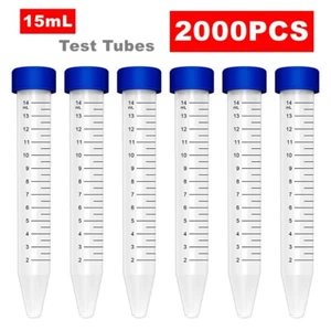 Tubos centrífuga PP de 15 ml 2000 piezas fondo cónico marca graduada tapa de rosca estéril - Imagen 1 de 13