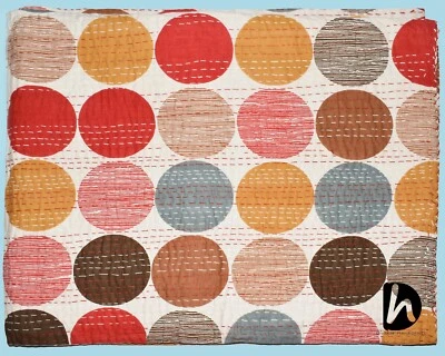 Funda de cama Kantha edredón lunares manta roja algodón tradicional nueva Gudari Foto 1 de 4