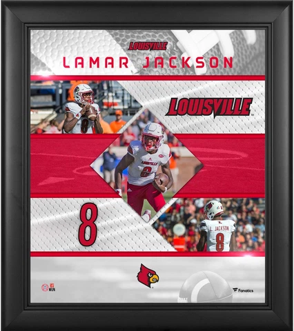 Lamar Jackson Louisville Cardinals Framed 15" x 17" Stitched Stars Collage Cover