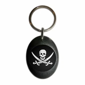 Jolly Roger Plastic Oval Key Ring (43mm x 32.5mm) - Picture 1 of 10