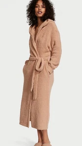 Victoria's VICTORIA Secret SWEET PRALINEBrown Hooded CHENILLE cozy ROBE XS SMALL - Picture 1 of 3
