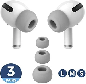 Gray Memory Foam Replacement Tips for Apple Airpod Pro 1 & 2, Size S, M ,L - Picture 1 of 5