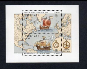 FAROE ISLANDS MNH 1992 MS226 EUROPA - 500TH ANV DISCOVERY OF AMERICA BY COLUMBUS - Picture 1 of 1