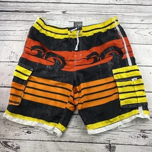 B Split Banana Split Swim Trunks Mens Large Lined Swim Board Shorts Retro Colors - Picture 1 of 6