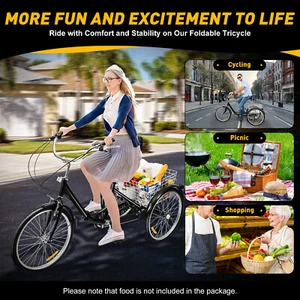 Faltbares Dreirad faltbares Trike für Erwachsene 24” Gummireifen - Bild 1 von 16