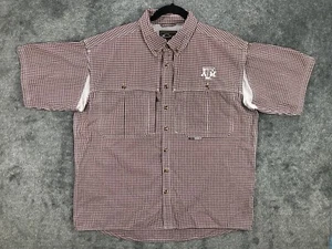 Drake Mens 2X Shirt Red Check Short Sleeve Pockets Vented Lightweight Texas A&M - Picture 1 of 21