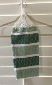 Hanging Dishtowel Crochet Top Green Stripped - Picture 1 of 1
