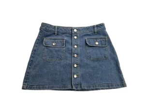 American Eagle - Womens Stretch Button Up Blue Denim Jean Skirt - Size 12 - Picture 1 of 9