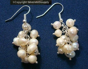 FRESHWATER EARRINGS natural cultured baroque round pearl dangle earrings fj068 - Picture 1 of 3