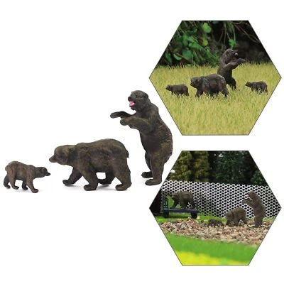 12pcs/24pcs Model Railway HO Scale 1:87 Wild Animal PVC Bears Family AN8717 - Image 1 of 4