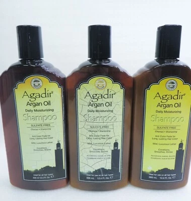 AGADIR ACEITE DE ARGÁN CHAMPÚ HIDRATANTE 12,4 OZ (Lote de 3) ¡RASPADO! Foto 1 de 2